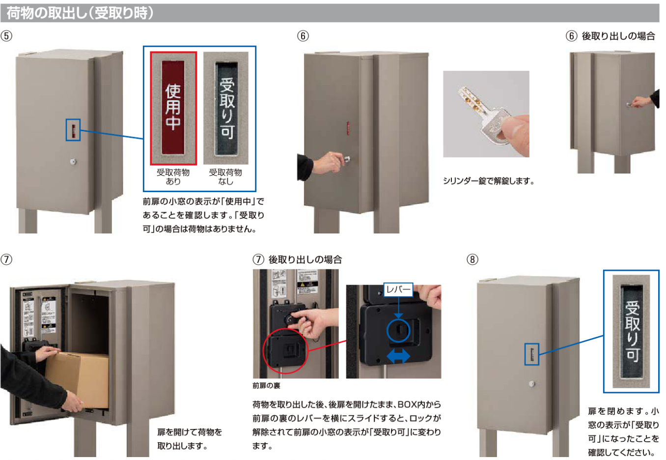 宅配ボックスKL　　荷物の取出し